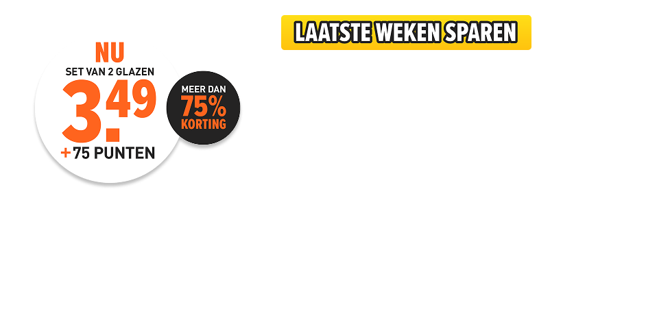 Spaar voor sprankelende glazen van chef en sommulier. Nu een set van 2 glazen al vanaf 3,49 bij inlevering van 75 punten. 